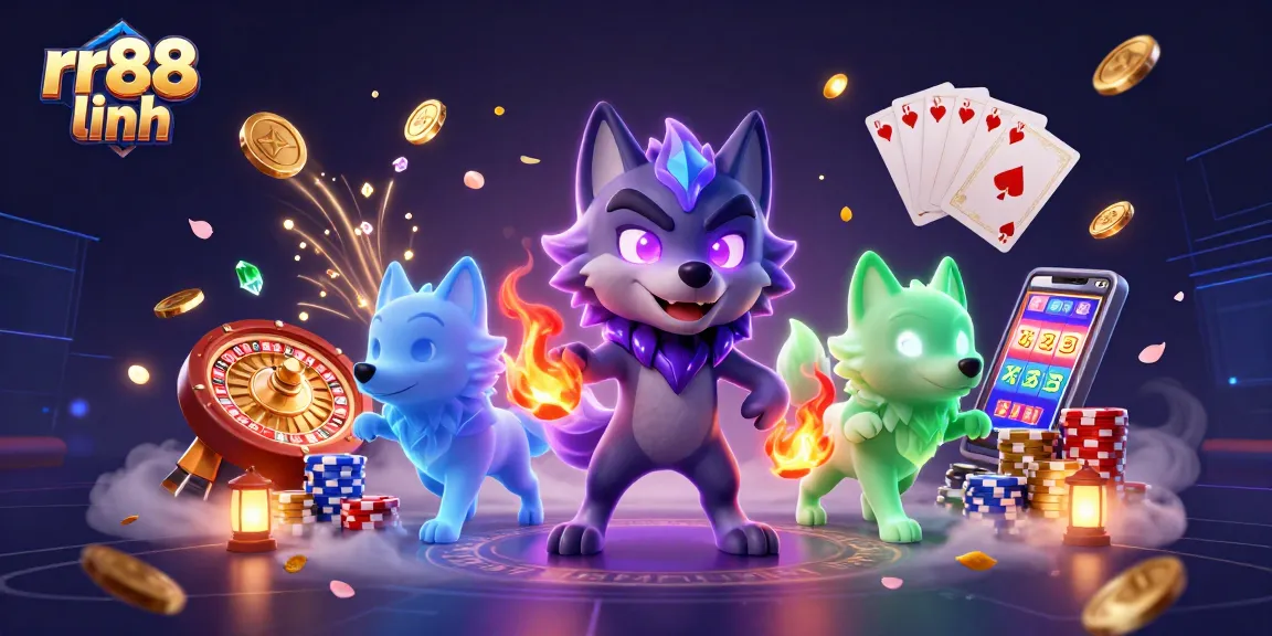 Experience thrilling action at rr88 linh with dynamic slot games, glowing wolves, and casino excitement.