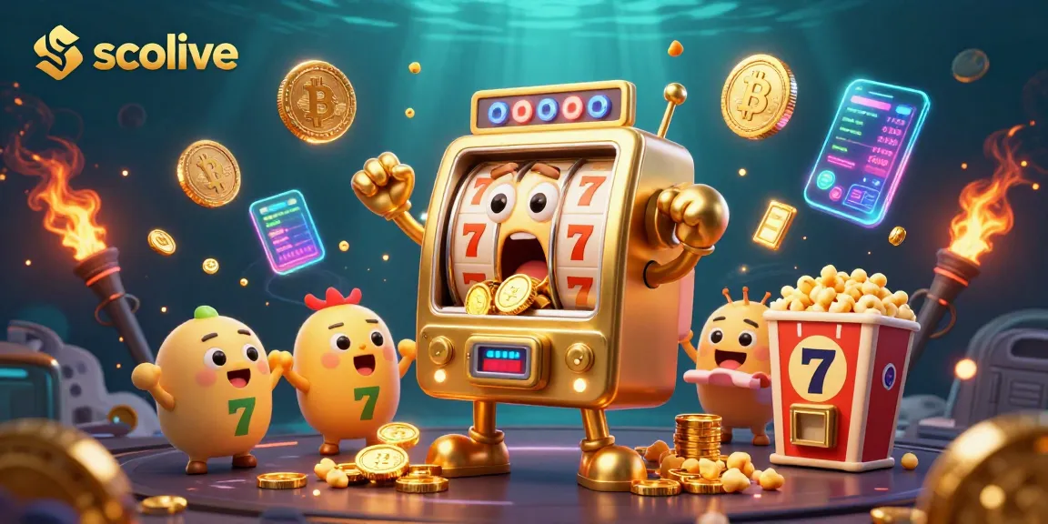 Experience the thrill of socolive with a vibrant jackpot scene featuring animated slot machines and crypto elements.