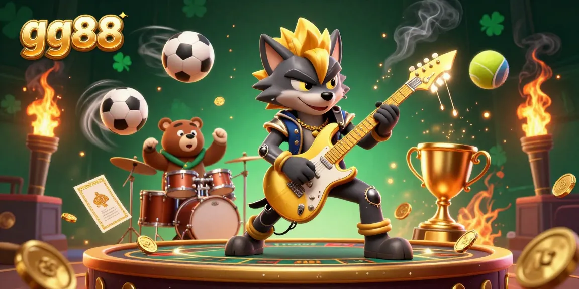 Join the fun at gg88 with a vibrant casino scene featuring dynamic game elements and engaging characters.