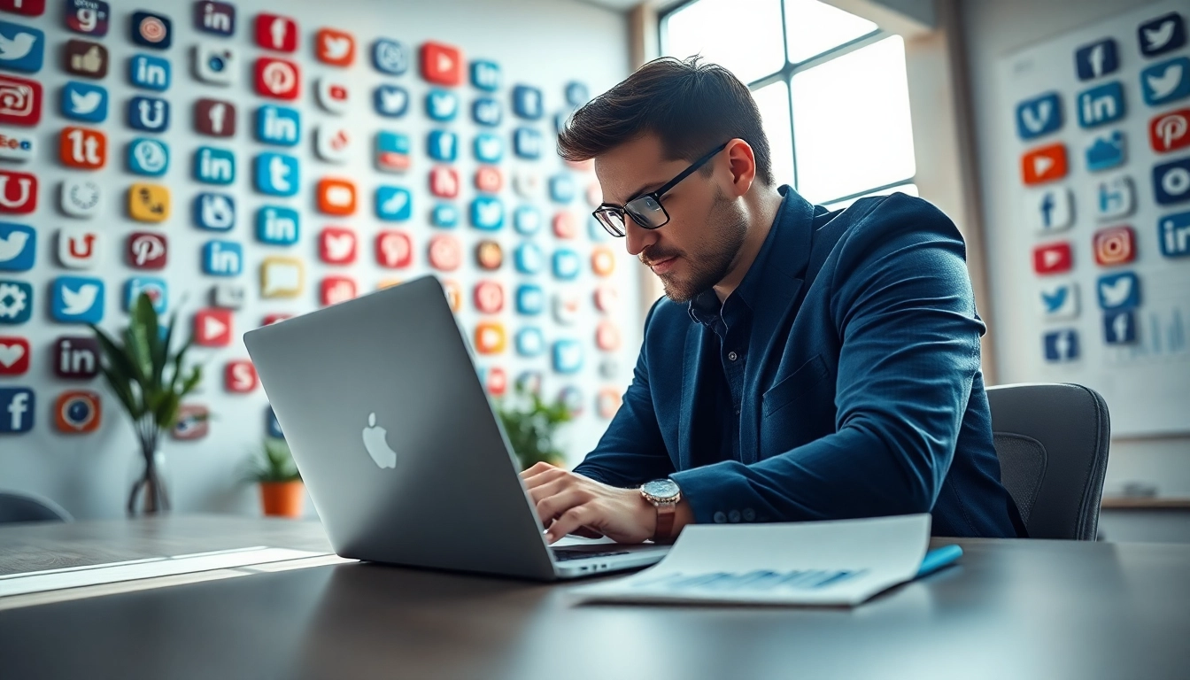 Engaging visual representing Social Media Marketing analysis in a modern workspace.