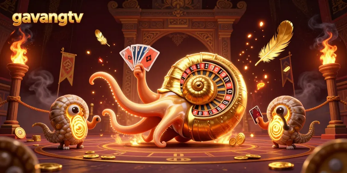 Experience the thrill of gaming with the dazzling gavangtv casino scene featuring a giant nautilus and glowing ammonites.
