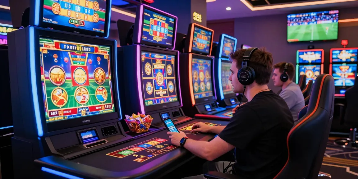 Engaging online casino gaming experience at hm88.com showing a player focused on vibrant slot machines and live dealer tables.