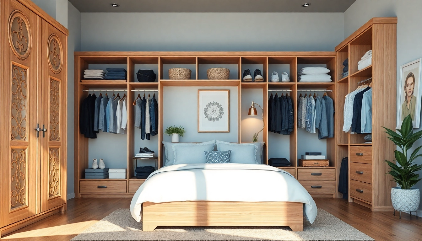 Cassetti per armadio con un design elegante e organizzato, evidenziando un interno spazioso.
